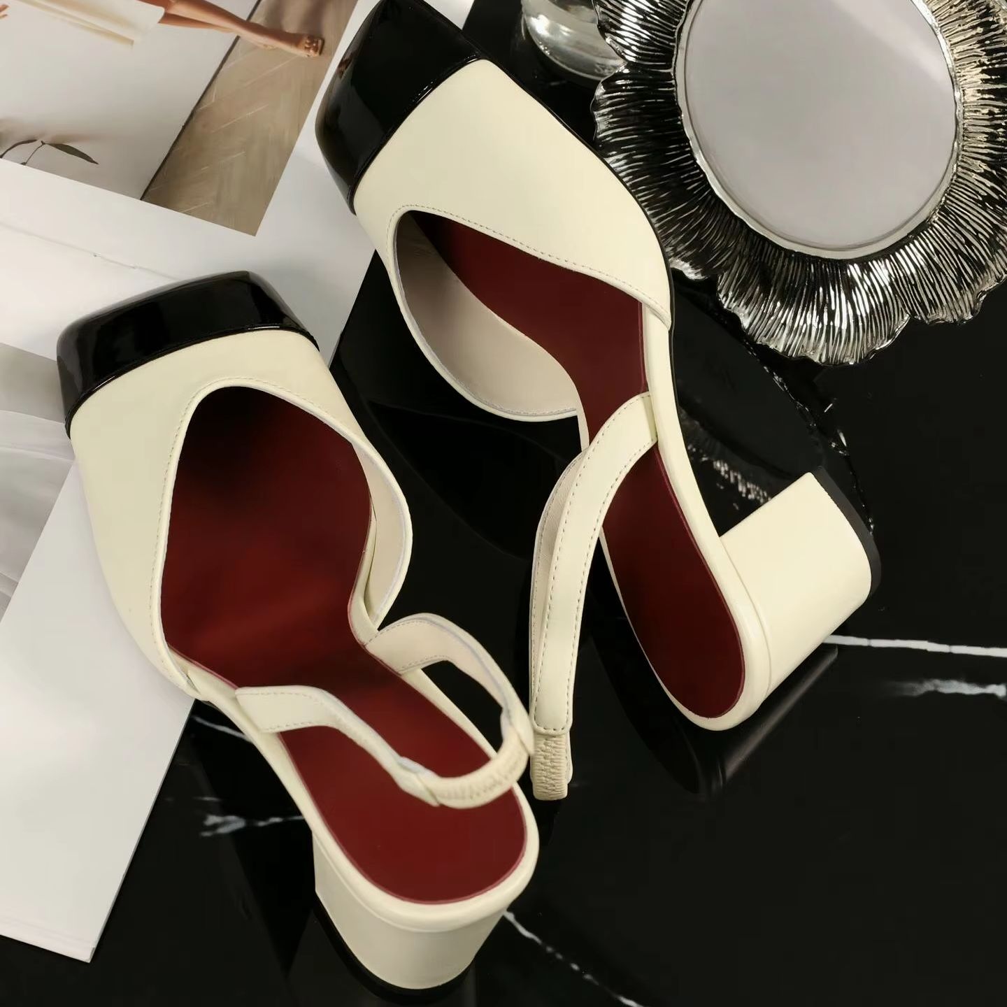 Women Shoes Black - Kadınlar İçin İki Tonlu Krem Siyah