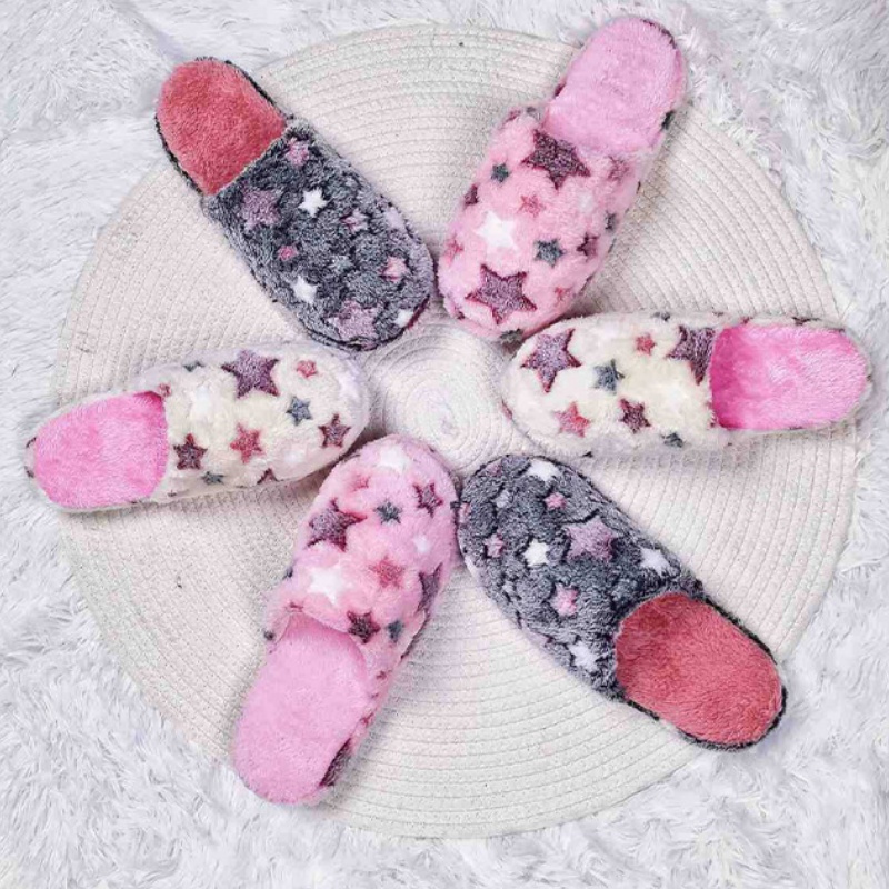 Women Shoes For Winter - Beş Köşeli Yıldızlı Kadın Ev Terliği