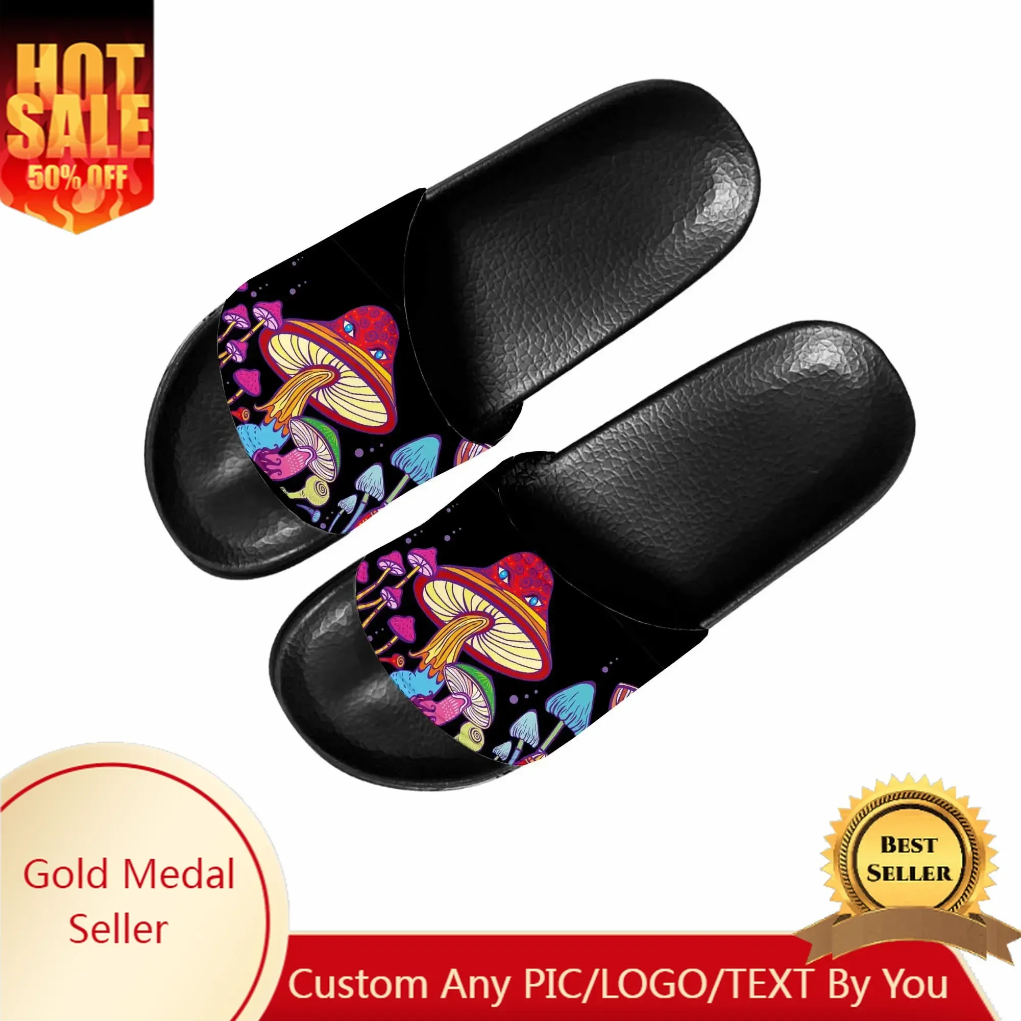 Women Shoes Made In Italy - Psikedelik Mantar Desenli Ev Terlikleri, Su