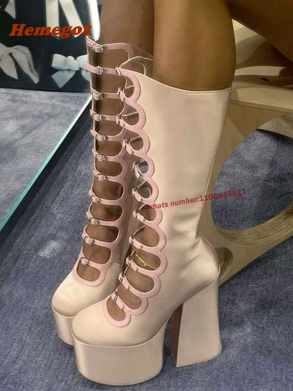 Pembe Kalın Tabanlı Oyuklu Bot - Women Shoes Zipper incelemesi ve fiyatı