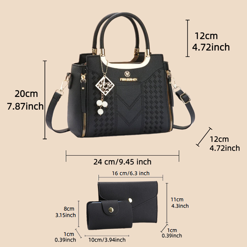 3 parçalı çanta seti, liçi des - Women Shoes Zipper incelemesi ve fiyatı