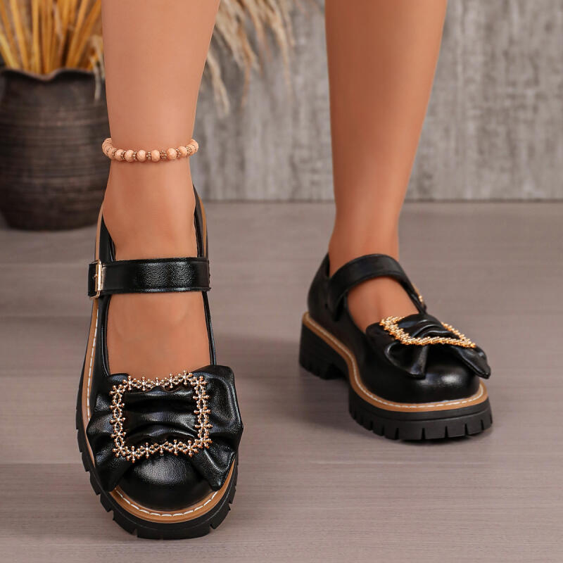 Tatlı Fiyonk Süslemeli Kalın T - Women'S Shoes Loafers Black incelemesi ve fiyatı